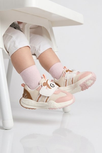 Cool Salmon Velcro Patterned First Step Baby Girl Casual Shoes