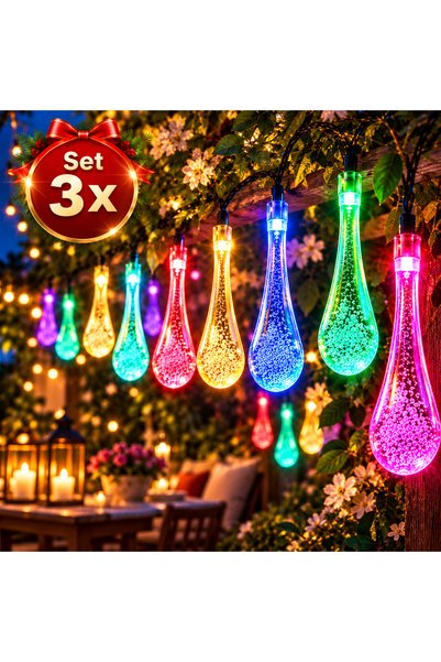 OEM Set de 3 Ghirlande Luminoase Solare Decorative, 20 LED-uri, 5 m, Multicolor