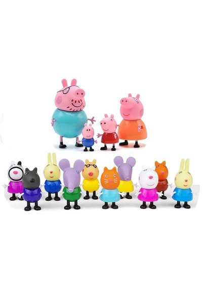 Peppa Set de 14 figurine porci, multicolore, +3 ani
