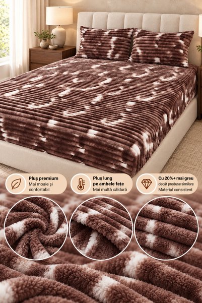 Frasin Select Husă Cocolino cu elastic, 3 piese, pluș lung pe ambele fețe, Ma...