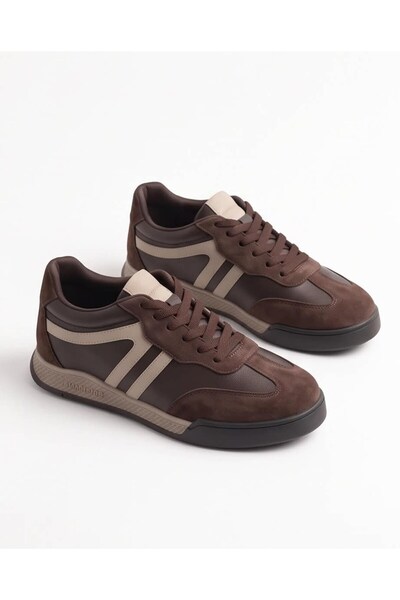 Dedos Women's Brown Suede Detailed Retro Casual Walking Sneaker Sports Shoes