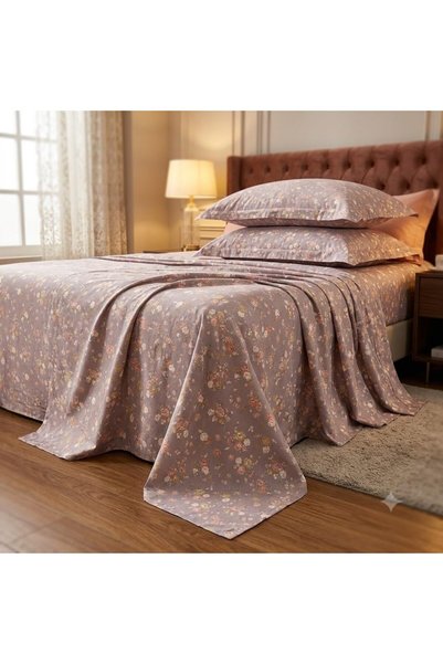 Generic 3 Pieces Flat Bedsheet Set with Floral Pattern King Size Bed Pillow C...
