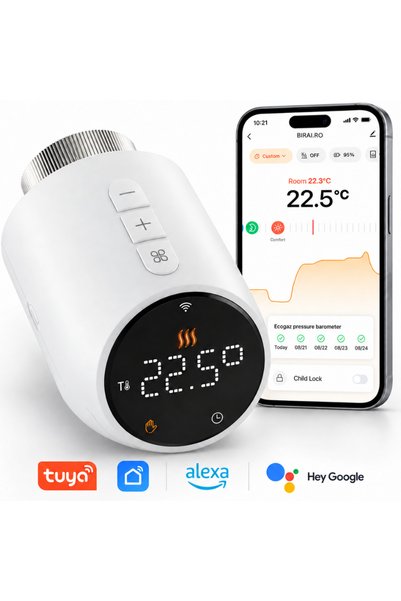 BIRAI Έξυπνος Θερμοστάτης WiFi για Καλοριφέρ, ThermoValve Pro, Έλεγχος μέσω Ε...