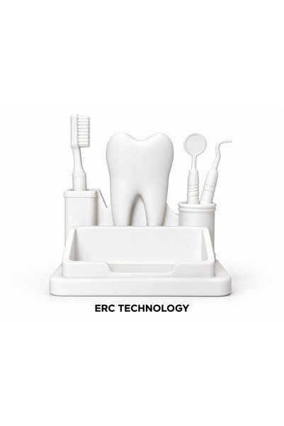 ERCTECH Dental Figured Desktop Organizer Business Card Holder and Pen Holder – Dentist Clinic Decor White