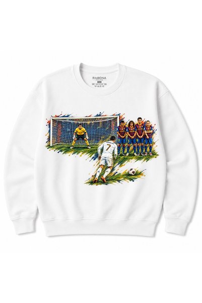 Rabona Fashion Легендарен Фрикик – Памучен суитшърт с кръгло деколте и футбол...