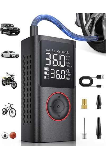 Beauenty منفاخ إطارات محمول، ضاغط هواء محمول، 150 PSI مع مقياس ضغط وإضاءة LED...