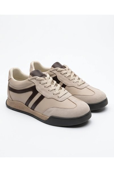 Dedos Women's Beige Suede Detailed Retro Casual Walking Sneaker Sports Shoes