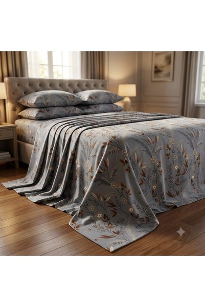 Generic 3 Pieces Flat Bedsheet Set with Floral Pattern King Size Bed Pillow C...
