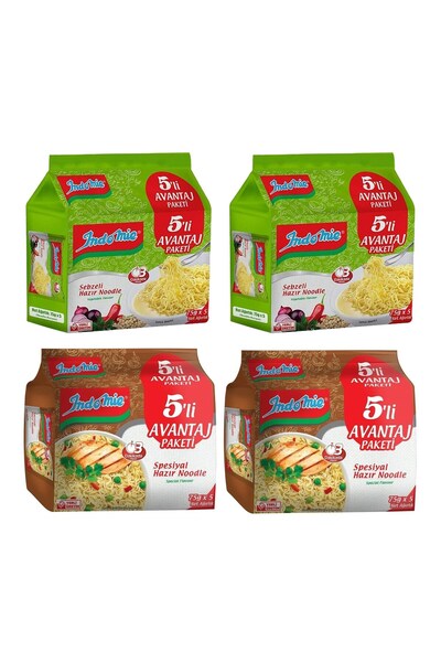 İndomie 5 li Paket Spesiyal + Sebzeli Hazır Noodle 4 lü Karma Paket
