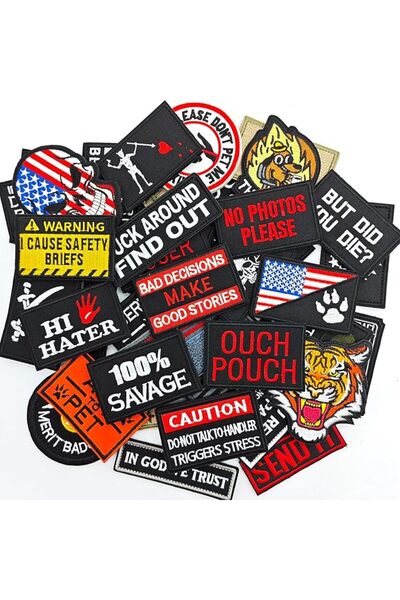GENERAL 12 Pieces Random Funny Tactical Morale Patch Full Embroidery Military...
