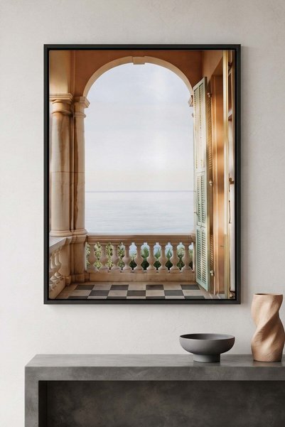 Jasmine Art Mediterranean Archway Architecture Wall Art | Portrait Framed Can...