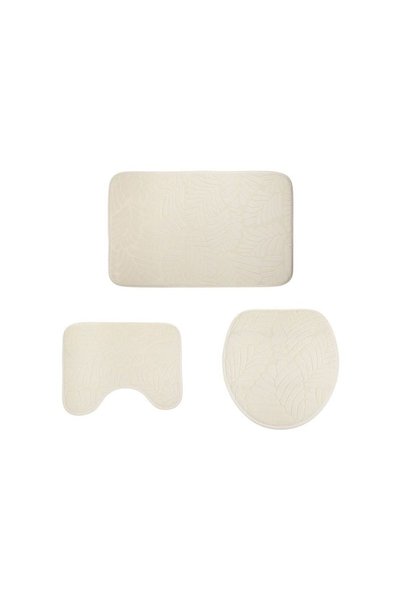 OEM Set Covorase Bej cu Model Frunze Reliefate pentru Baie - 3 piese
