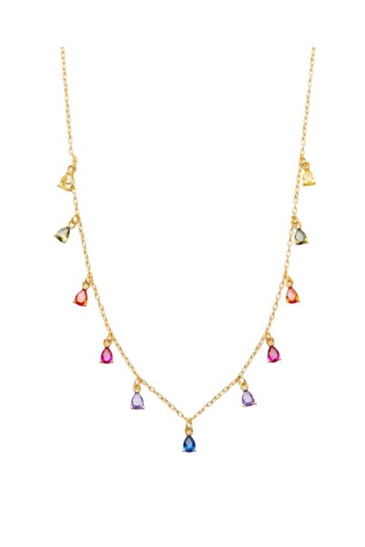 MYGRACE 925 Silver Necklace with Pendants, Multicolor, Gold Chain, Gold Plated,