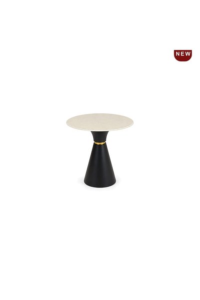 IN HOME STORE طاولة جانبية بتصميم عصري وقاعدة سوداء سطح بيج