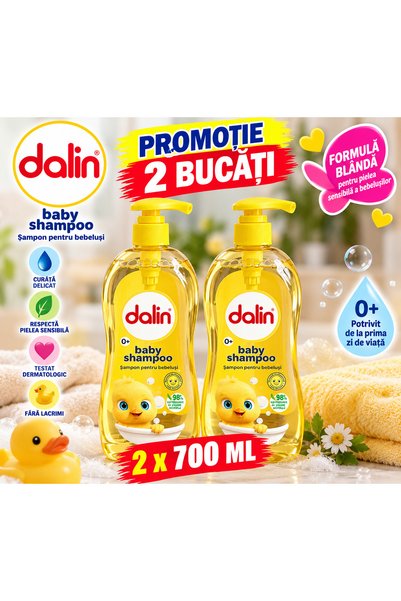 Dalin Συσκευασία 2 τεμαχίων Βρεφικό Σαμπουάν, 700 ml/τεμ., 0+ Μηνών, Απαλός Κ...