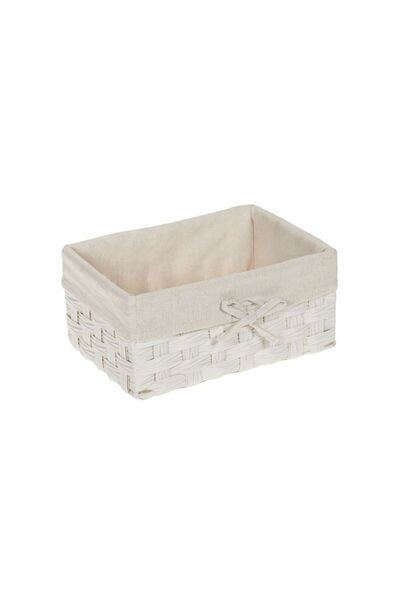 OEM White Woven Metal Storage Basket with Textile Material 28x20x13cm