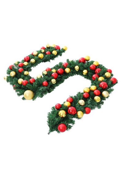 Generic Brand Ghirlanda decorativă Crăciun cu Globuri colorate, 2,70 m, Verde