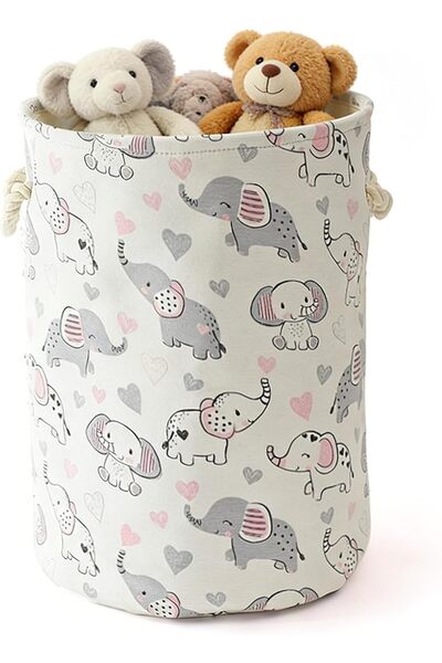 TERRIFI Laundry Basket for Kids Toy Storage and Nursery Hamper 36L Foldable F...