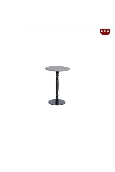IN HOME STORE ترابيزة جانبية بتصميم كلاسيكي سطح رمادي وقاعدة سوداء