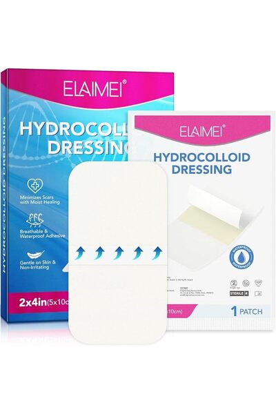 ELAIMEI Hydrocolloid Band-Aid (2x4 Inches) 10p, Hydrocolloid Dressing Reduces...