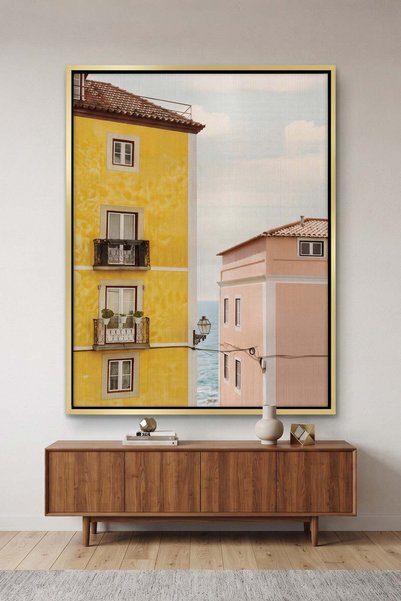 Jasmine Art Yellow and Pink Portuguese Architecture Wall Art | Portrait Frame...