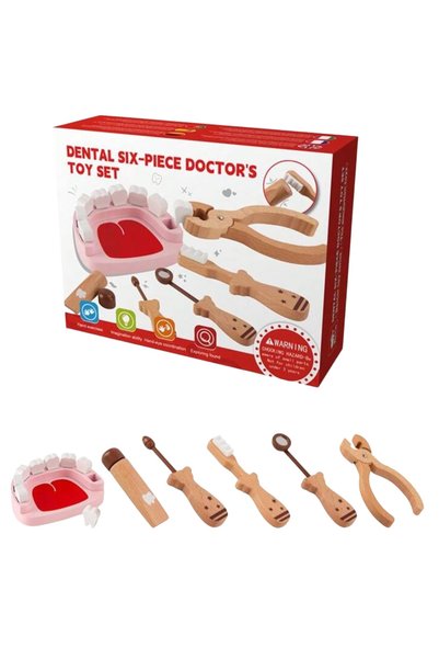 Krista Wooden dentist kit for children Dental Set with dental mold and 6 piec...