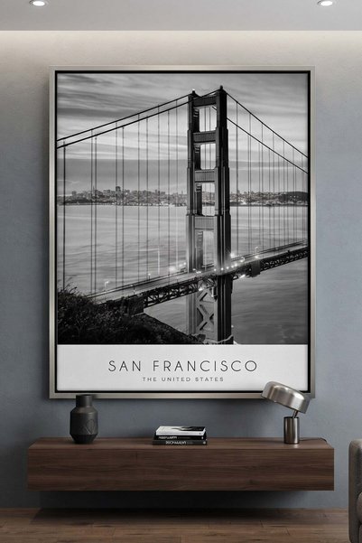 Jasmine Art Gate Bridge San Francisco Architecture Wall Art | Portrait Framed...