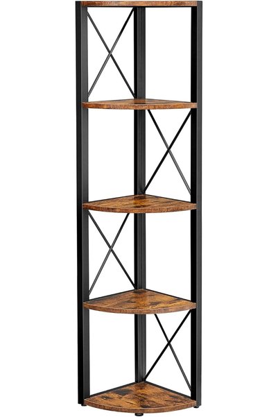 VASAGLE 5 Tier Corner Shelf, Storage Shelf Unit Multipurpose, Bookshelf, Plan...