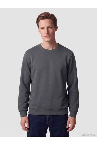 LC Waikiki Özmarka New Season Gray Crew Neck Men's Thick Sweatshirt