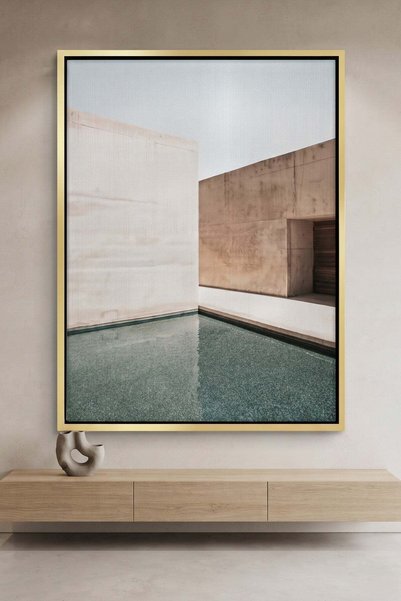 Jasmine Art Minimalist Brutalist Architecture Wall Art | Portrait Framed Canv...