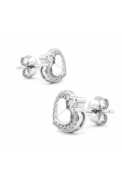 Jolie Silver Cercei Damă din Argint 925, Jolie Silver, Model Inimioară cu Pia...