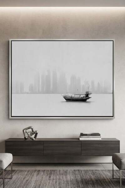 Jasmine Art The Foggy Dhow Architecture Wall Art | Landscape Framed Canvas Pr...