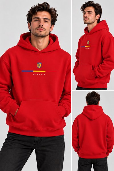 ENB1R MODA Hanorac Romania Unisex Oversized Printed Hooded Pocket Detail Prem...