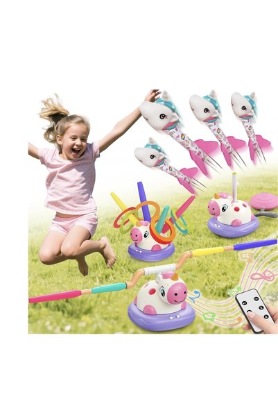 Krista Joc interactiv 3-în-1 cu unicorn, cu lansator de rachete, sărituri și ...