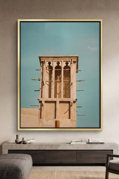 Jasmine Art Heritage Wind Tower Architecture Wall Art | Portrait Framed Canva...