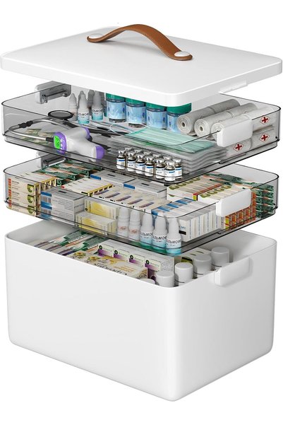 GENERAL 3 Tier Medicine Organizer, Large Capacity Medicine Storage Box, Porta...