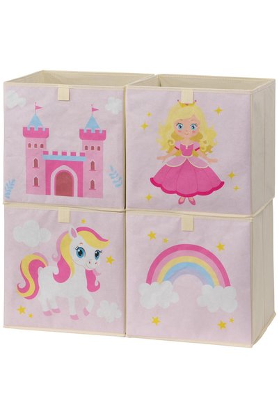 Navaris Set de 4 cutii de depozitare, pentru camera copilului, 33 x 33 cm, de...
