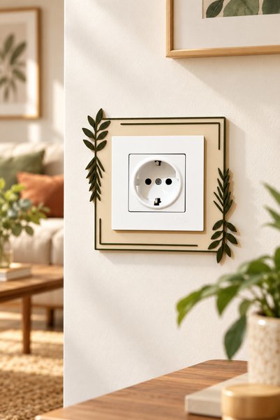 Curv Design Dekoratif Priz Çerçevesi – Yaprak Desenli, Renkli, Modern ve Şık ...