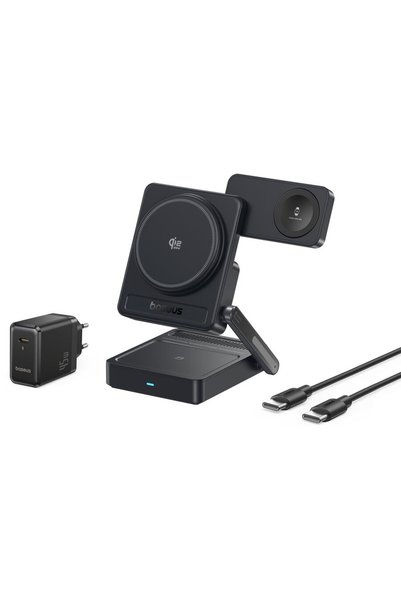 Baseus PicoGo AF21 3-in-1 wireless charger, Qi2.2, 35W, with 45W mains charge...