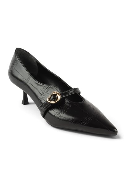 luuq shoes Ri̇ma Gold Buckle Detailed Women's Heeled Shoes