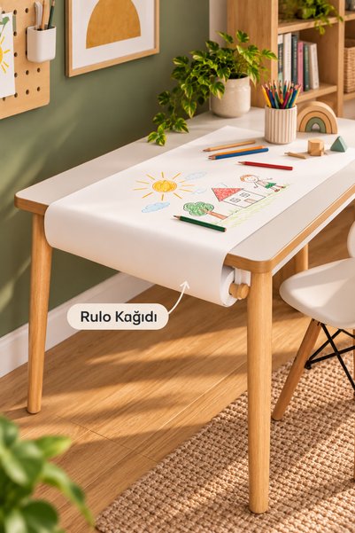 POFİTTO Çocuk Çalışma Masası Uyumlu 30 Mt Rulo Kağıdı