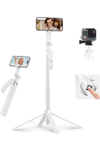 TNW Selfie Stick Tripod for iPhone, 180cm/71in Tall Travel Cell Phone Tripod ...