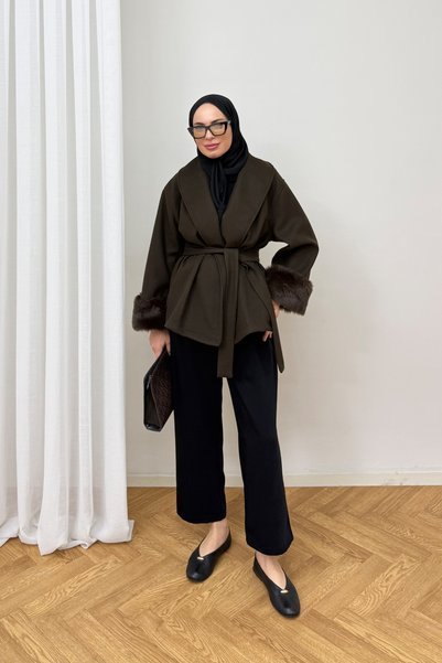 Melike Tatar Fur-Cuffed Coat 97-7430