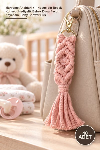 Yenilig 40 Pieces Macrame Keychain – Welcome Baby Concept Gift, Baby Shower F...