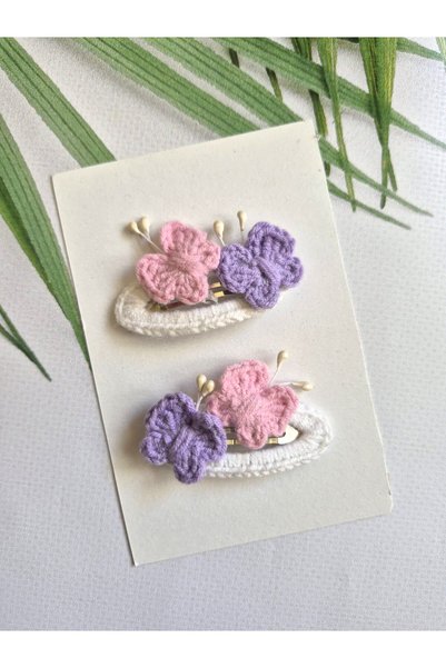 Hand Mother's Since 2024 Butterfly Handmade Crochet 2-Piece Snap Buckle Handm...