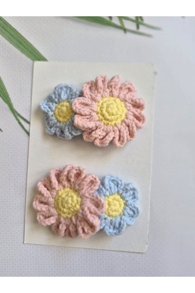 Hand Mother's Since 2024 Pink & Blue Daisy Series Handmade Crochet 2-Piece Sn...