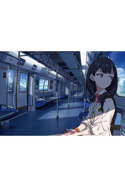 OEM Poster Anime Girl In Train Listening Music 4k, 61x90 cm, poster12984