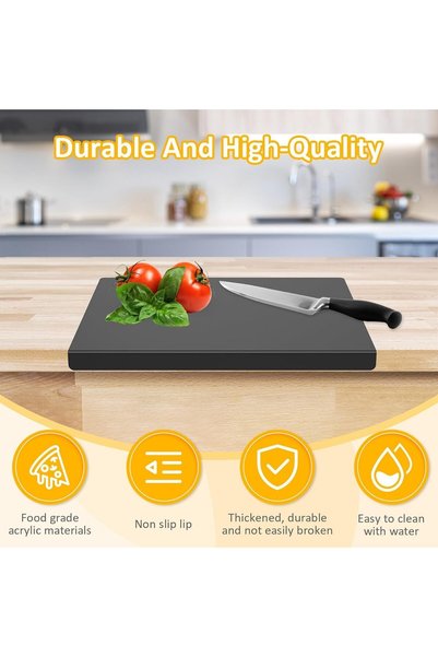 ALMEKAQUZ 18x14 Inch Black Acrylic Cutting Board with Counter Lip, 60% Thicke...