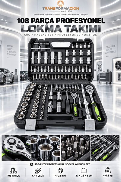 Transformacion 108 Piece Professional Socket Wrench Set Ratchet Auto Repair S...