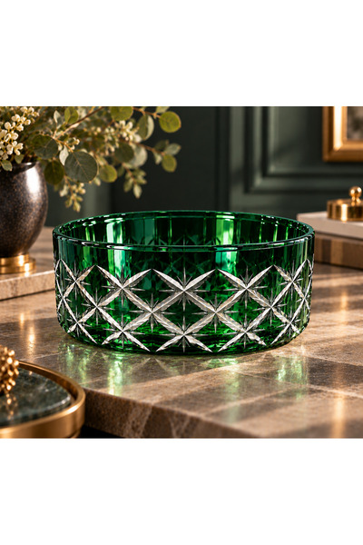 AYZ HOME 25 cm Cut Crystal Glass Bowl – Handcrafted Colorful Candy Bowl and P...
